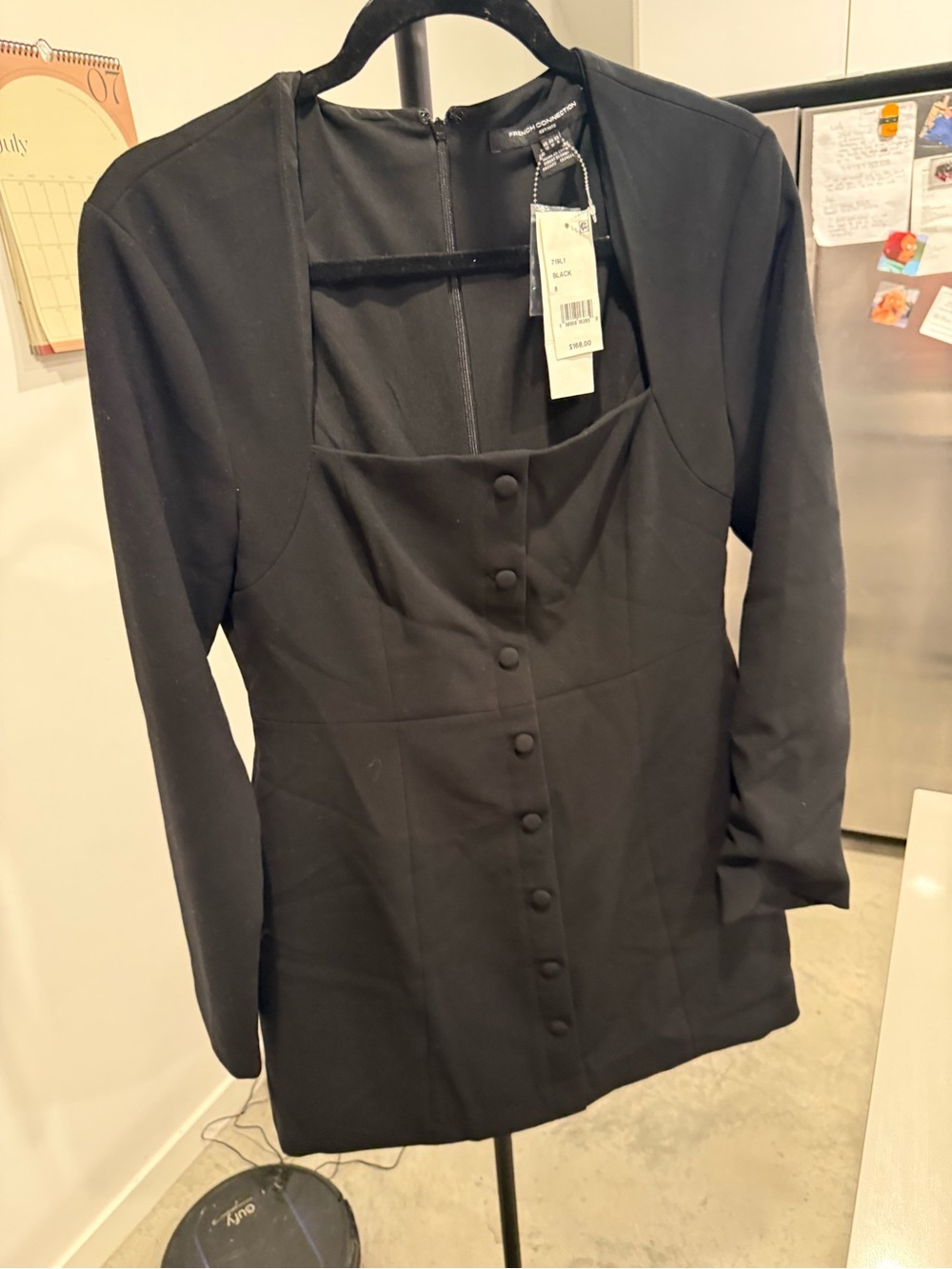 French Connection WHISPER SQUARE NECK LONG SLEEVE MINI DRESS - Picture 5 of 10